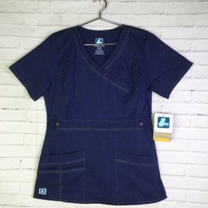 Adar Womens XS Pop Stretch Junior Fit Scrub Top